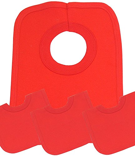 BabyPrem Baby Bibs Pack of 4 Plain Popover Cotton Feeding Weaning Dribble RED