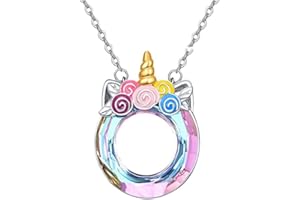 KBRPEY Ciondolo Unicorno Magico Arcobaleno Collana Cerchio Cristallo Gioiello Fantasia Donna Ragazza