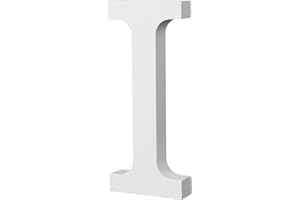 SAVITA 10cm Letras Madera de Pie, Alfabeto Madera Natural Ligeras, Grandes, Manualidades, Decoraciones, Hogar, Fiestas, Pared, Proyectos, Bricolaje (I, Blanco)