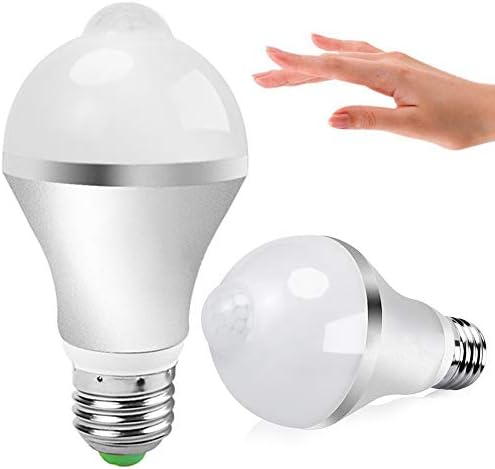 P12cheng Smart LED Bulb,Motion Sensor Detector Bulb IR LED Auto On/Off Indoor Outdoor Night Light Lamp - 9W# White 6500K E27