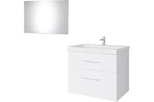 Planetmöbel Mueble de tocador con Espejo 64cm Conjunto de Muebles de baño para los huéspedes del baño WC Blanco