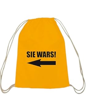 Shirtstreet24, SIE WARS! Baumwoll natur Turnbeutel Rucksack Sport Beutel