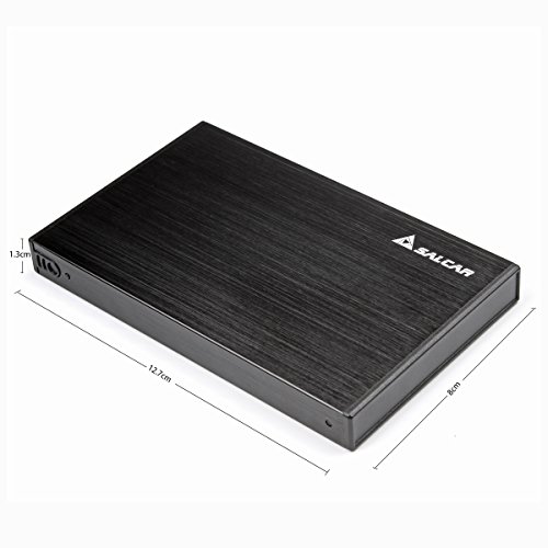 Salcar Aluminium Externes 2,5 Zoll Festplattengehäuse mit SATA 3 USB 3.0 Kabel SATA I/II/III 2.5″ HDD SSD Case Gehäuse Alugehäuse UASP (Schwarz) - 5