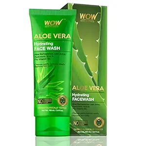 WOW Skin Science Aloe Vera With Hyaluronic Acid and Pro Vitamin B5 Hydrating Gentle Face Wash - No Parabens, Silicones & Color (100mL)