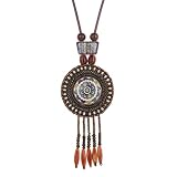 Material: aleación de zinc YAZILIND las Mujeres retras Granos de cerámica India Declaración de Boho de la Borla Colgante étnico Collar de Regalos de la joyería