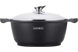 Royalty Line - RL-BS30M - Pentola con con Rivestimento Antiaderente, Coperchio in Vetro, Induzione, 7 Litri, 30 cm, Nero - Nuovo modello