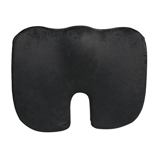 Q&S life Sitzkissen Memory Foam reduzieren Rückenschmerzen, Tailbone Verletzung, Ischias, Hämorrhoiden, Beckenschmerzen Weich und Komfort Ideal für Bürostühle, Liegesessel, Rollstuhl, Autositz (Schwarz) - 2