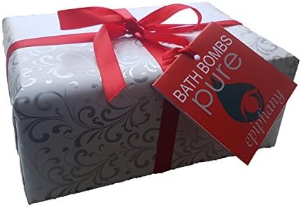 Bath Bomb Gift Set - 4 Luxury Bath bombs, Valentines, Natural, Vegan, Organic (Silver and White pattern)