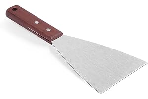 HENDI Grillspachtel, Spachtel, Winkelpalette, Barbecue-Grillspachtel, Wender, mit Holzgriff, Klinge: 1180, 100x260mm, Edelstahl