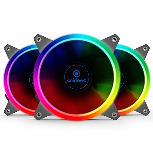 anidees AI Aureola Ventilador RGB de 120 mm para ventilador de caja,paquete de 3 juegos con control remoto - RGB