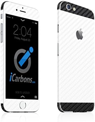 iCarbons 2 Tone White/Black Carbon Fiber Vinyl Skin for iPhone 6 Full Combo