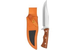 TATLA CRAFT Handmade D2 Steel 14 Inches Full Tang Bowie Camping Knife with leather sheath, Hunting knife with Wood Handle and steel Guard Ideal for Bushcraft, Camping, Survival, Hunting & outdoor use