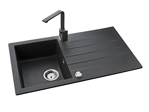 Axis Kitchen Mojito 100 Küchenspüle Farbe Axis Schwarz Material Axigranit 50er Unterschrank Spülbecken Siphon, Exzenterbedienung, Ausschnittschablone - 3