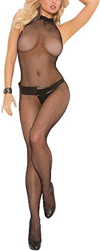 JJPUNK Women's Sexy Lingerie, Open Crotch Lace Hollow Strap Stocking Suspender Bodysuit Nightwear
