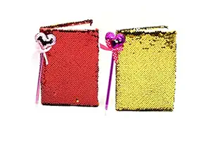 ON THE GO Hard Cover Notebook with Sequins Stationery Set with Heart Shape Pen for Students,Kids Assorted Colour(Pack of 1)