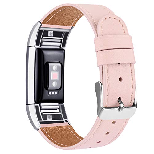 Tobfit Bracelet Compatible Fitbit Charge 2 en Cuir Sport Femme Homme,Bande de Rechange Ajustable connecteurs en métal Accessoires