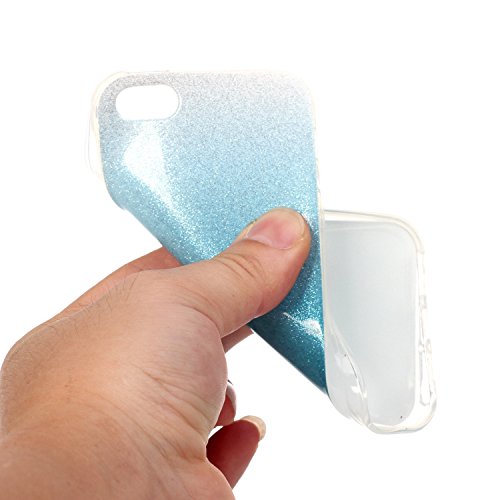 Für iPhone SE Hülle,für iPhone 5S Silikonhülle,für iPhone 5 Handyhülle,Zcro Glitzer Silikon Glitter Case Stoßfest Kratzfeste TPU Schutzhülle Schale Handytasche Hülle für iPhone SE 5S 5 mit Frei Displayschutz (Blau) - 5