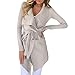 Produktbild Yazidan Frau Lange Ärmel Strickjacke Mantel Damen Passen Oben Vorne öffnen Jacke Outwear Dreiviertel-Tunika Langer Graben Elegant Slim Fit Bluse Bandage Kimono Strandkleidung(Beige,XL)