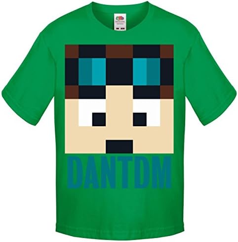 One Stop Kids Dan TDM Or Stampy Cat Short Sleeve T-Shirt Boys Girls Unisex Top (7-8 Years, DANTDM Green)