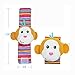 Soft Baby Wrist Rattles-Foot Finder and Wrist Rattle Set-Foot Sock Hand Rattles Baby with Cute Animal Toys Stripe-Baby Infant Toddler Animal Wrist Foot Rattle Developmental Toy (2Pcs Waist+2Pcs Socks,Monkey Panada)