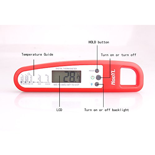 HooYL faltbares Bratenthermometer Fleischthermometer Küchenthermometer Augenblick Digital-Thermometer - 3