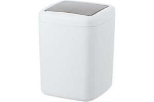 WENKO Cubo con tapa abatible Barcelona blanco 3 l - Cubo de cosmética, absolutamente irrompible Capacidad: 3 l, Plástico (TPE), 15 x 20 x 15 cm, Blanco