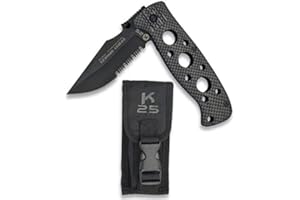 K25 K25-19221 - Couteau de survie avec housse - Lame : 8,5 cm - Outil pour chasse, pêche, camping, extérieur, survie et bushcraft