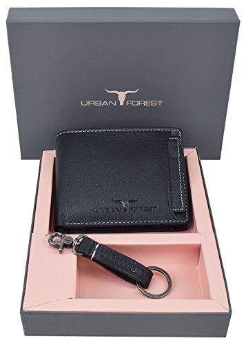 Urban Forest Malfoy Black Leather Wallet Combo Gift Set for Men
