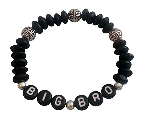 PERSONALISED BIG BROTHER Gift BRACELET Big Bro Boys Jewellery black beads Gifts At Dawn