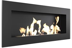 KRATKI Chimenea etanol Delta 2 | Chimenea colgante de fuego real, certificado TÜV, dimensiones en cm: 90 x 40 x 10,30, volumen del tanque 400 ml,longitud de la línea de fuego 50 cm, combustible etanol