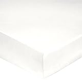 Blanc des Vosges Uni Satin Drap housse Coton Blanc 160 x 200 cm bonnet de 30 cm