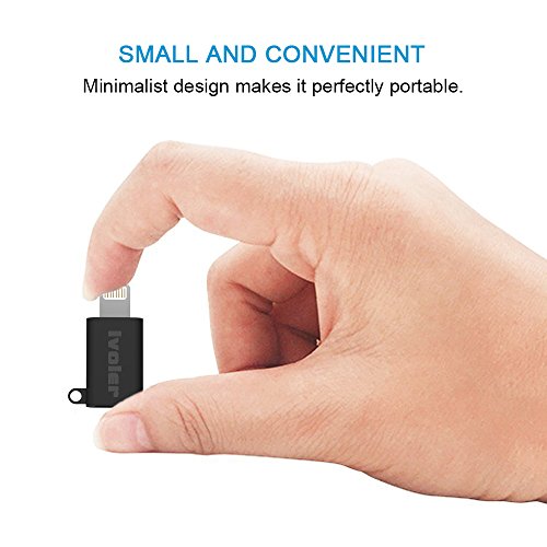 iVoler Lightning auf Micro USB Adapter mit Schlüsselring, [3 Stück] Micro USB auf 8 Pin Lightning Konverter Stecker, Laden und Synchronisieren für iPhone 7/ 7 Plus/ 6/ 6s/ 6 Plus /5 5s 5c, iPad Pro/ iPad Air/ iPad mini und andere Geräte des Ios – Schwarz - 6