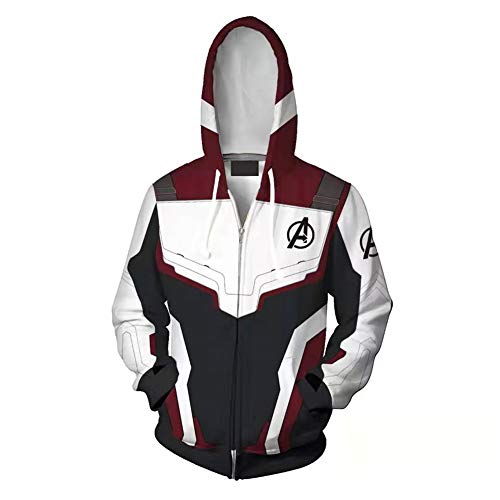 SU 3D Anime Avengers 4 Sudadera Quantum Warrior Concept Zip Sudadera con Capucha,L