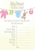 Baby shower party game cards 'The price is right' pack of 16, neutral colour