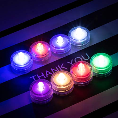 HL 24pack RGB A Prueba de agua Submarino Redondo Mini LED Luces de té Luces sumergibles para la boda Inicio Patry Jarrón Festival Decoración de San Valentín