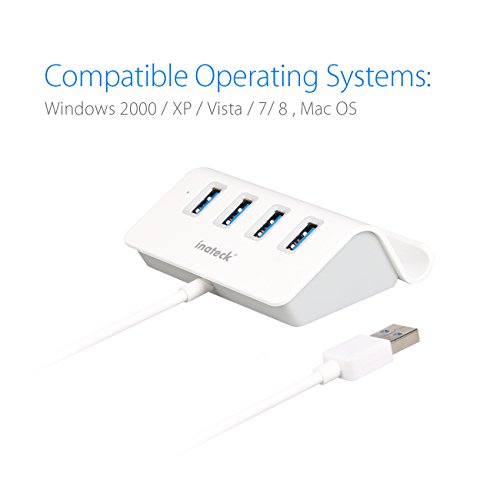 Inateck 4-Port USB 3.0 Hub mit Halterung Super Schneller Data bis 5GB/s - 6