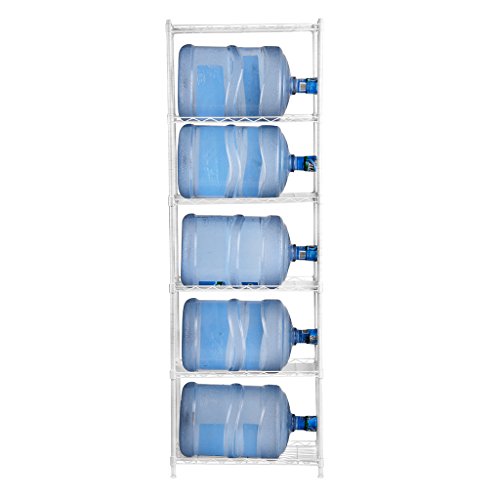 LANGRIA Regal 6 Ablage Standregal Schraubregal Moderne Haushaltsregal mit 5 Haken, 66,1 lbs Kapazität (Weiß) - 8