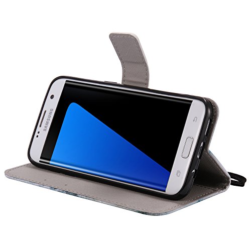 Feeltech Samsung Galaxy S7 Edge Hülle PU-Leder und Brieftasche Bunte Muster Fall mit Magnetverschluss, Hybrid-Kickstand mit Stand-Funktion, schlagen Sie schützende weiche TPU Stoßstangenabdeckung und Kreditkartenhalter für Samsung Galaxy S7 Edge Handgelenk Bügel-Buch-Art-Geldbeutel-Tasche mit 2 In 1 Berühren Sie Stift – White leopard - 5