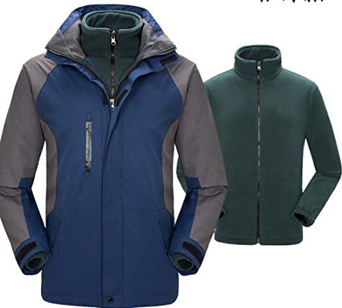 Couples Jackets Men Two-piece Thickening 3-in-1 Winter Mountaineering Outdoor Waterproof Windproof Overalls ( Color : Blue for men , Size : L )