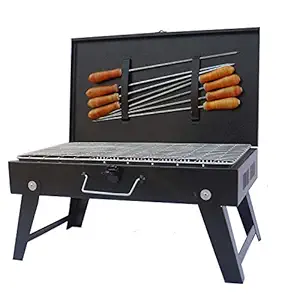 Verma & son's Folding Portable Briefcase Outdoor Barbeque Charcoal Grill with 8 Skewers(Make In India)