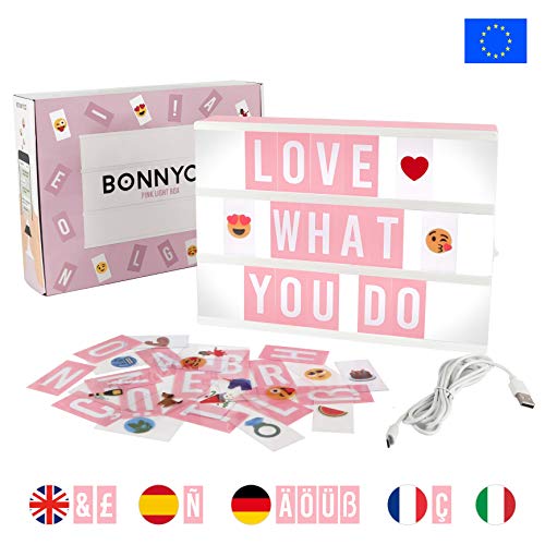 Light box rosa a4 mit 165 buchstaben und emojis