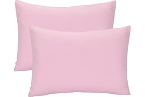 WINMANY 2Pack Baby Kids Pillowcases, Toddler Cushion Cover Travel Pillow Case Cover Soft Breathable Envelope Style for Boys Girls Bedding Toddler Cot 49 x 36cm Machine Washable (Pink)