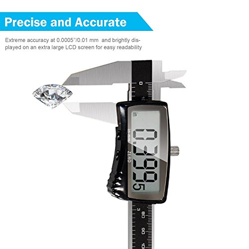 Dr.meter Dr-150 digitaler Messschieber mit groß LCD Bildschirm für Abständen und Durchmesser, 0-6 inch/150mm Edelstahl Elektronische Digital Noniusschieber Mikrometer ,nichtrostend steif Körper,Schwarz - 2