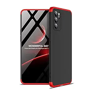 MOBILOVE Full Body 3 in 1 Slim Double Dip Case 360 Degree Protection Hard Bumper Back Case Cover for | Oppo Reno 6 5G (Red-Black)
