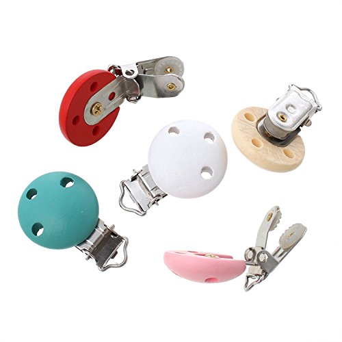 Holz Schnuller Clip zum Schnulli-Clip selber Basteln und Gestalten Farbe rosa - 4