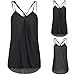Produktbild OSYARD Damen Mode Sommer Wrap Kreuz ärmellosen Chiffon Casual Sling Tank Top Blusen(EU 40/M, Schwarz)