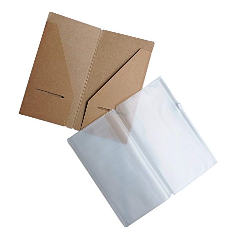 Estuche con Cremallera y Tarjetero Kraft Pack de 2 Unidades para Revistas de Viaje Rellenables - Tamaño Estándar | 8,25 x 4,25