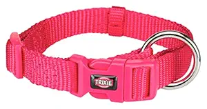 Trixie| Premium Dog Collar, Nylon Strap with Steel Hoop to Connect to The Leash,Its Comfortable for Your pet Neck, Size- Medium-Large (35-55cm/20mm) Color - Fuchsia