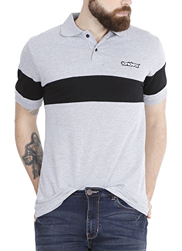 Fanideaz Branded Men’s Half Sleeve Cotton Black and White Striped Polo T-Shirt with Number 8 Applique XL