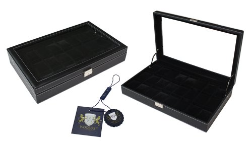 Sonderpreisaktion zum Frhlingsanfang Schwarze Leder Uhrenbox fr 24 groe Uhren mit Sichtfenster Uhrenvitine Sonderpreisaktion zum Frhlingsanfang Schwarze Leder Uhrenbox fr 24 groe Uhren mit Sichtfenster Uhrenvitine